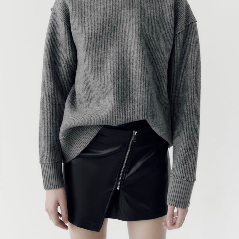 Faux leather asymmetrical mini skirt